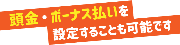 頭金・ボーナス払いを設定することも可能です